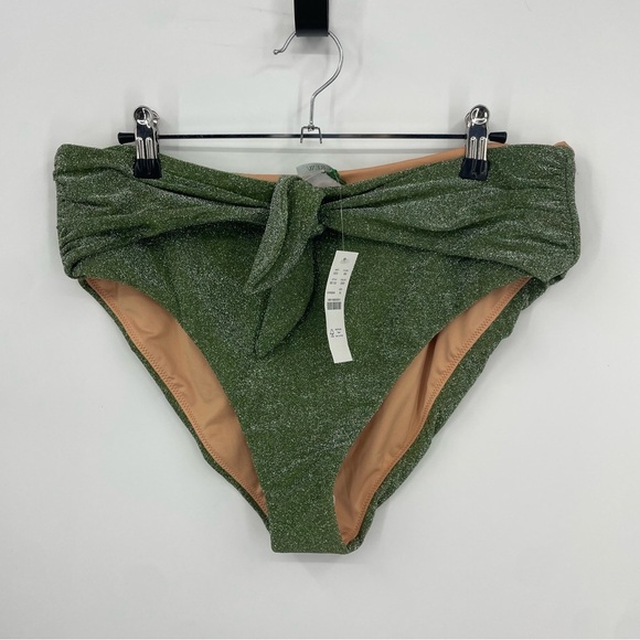 J.Crew Women's $76 High Cut TIe-Waist Bikini Bottom Sparkle Size XL BC133 - Picture 4 of 11